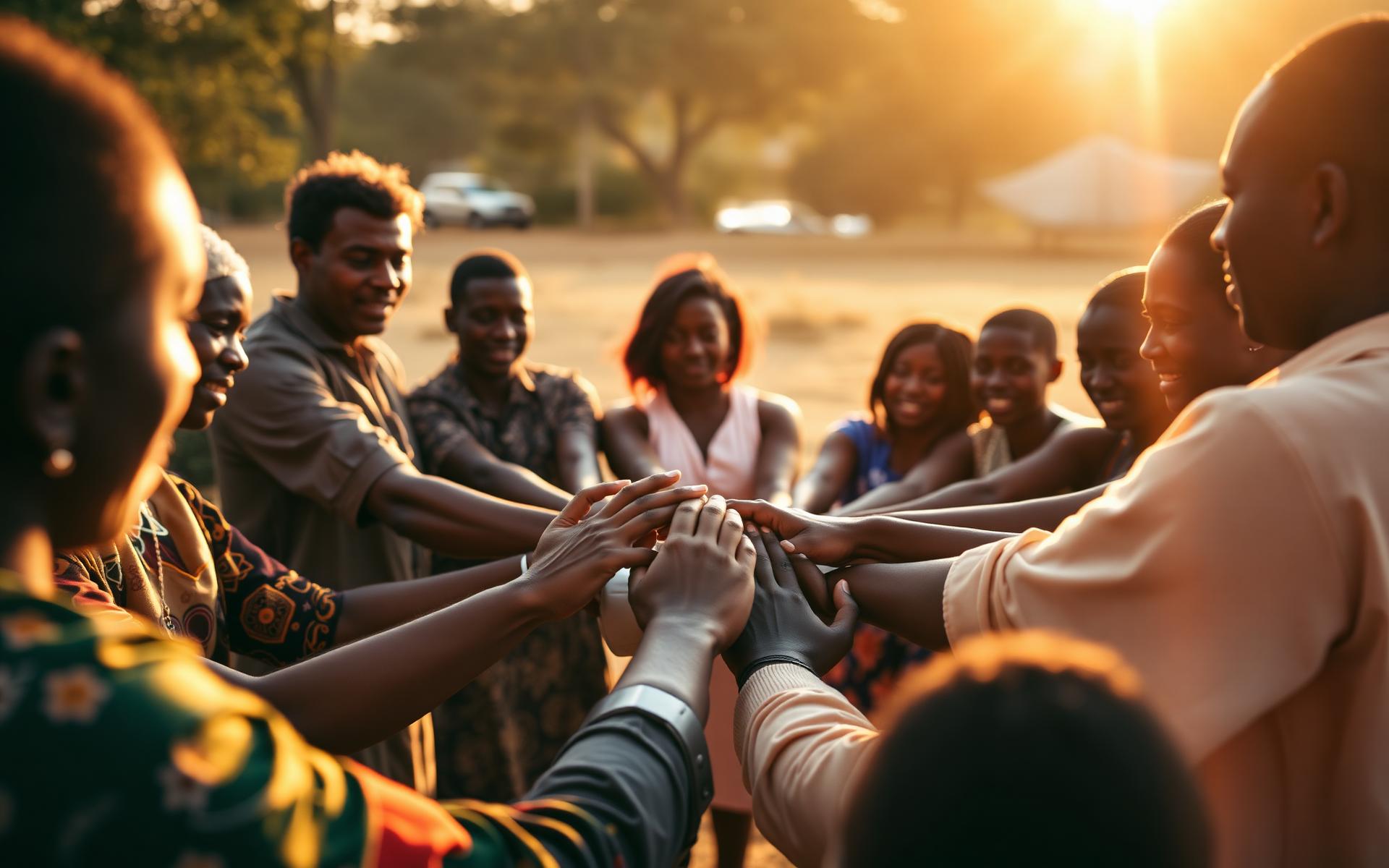 Community gathered in unity at sunrise in Nairobi